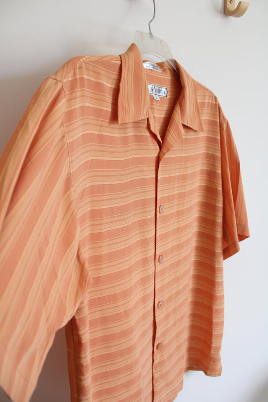 D&E Collection Orange Striped Button Down Shirt | L