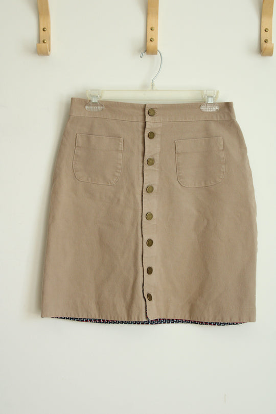 Elie Tahari Khaki Button Down Stretch Skirt | M