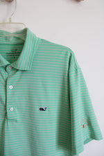 Vineyard Vines Green & Pink Striped Polo Shirt | L