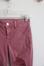 American Eagle Next Level Stretch Pink Ripped Jeans | 0 Short
