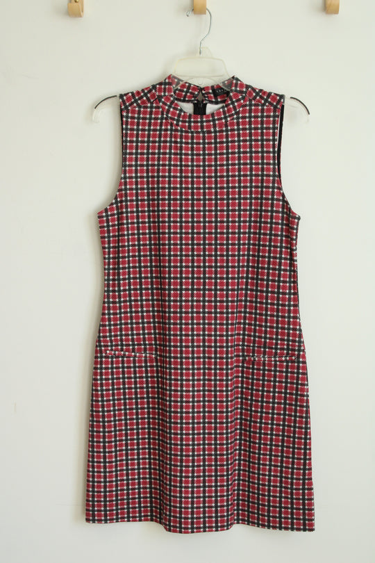 Sanctuary Clothing Red and Black Mod Check Dress | M
