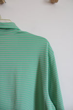 Vineyard Vines Green & Pink Striped Polo Shirt | L