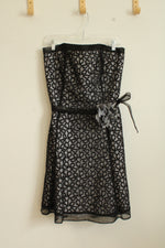 NEW White House Black Market Lace Overlay Sleeveless Dress with Floral Tie | 14