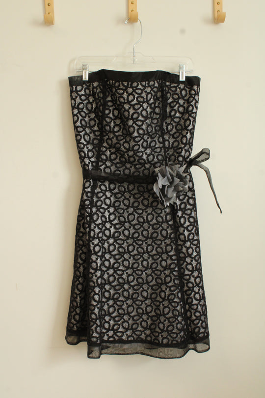 NEW White House Black Market Lace Overlay Sleeveless Dress with Floral Tie | 14