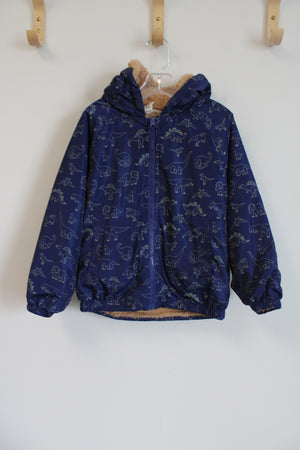 Stars & Rockets Blue Dinosaur Print Fur Lined Jacket | 6