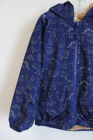 Stars & Rockets Blue Dinosaur Print Fur Lined Jacket | 6