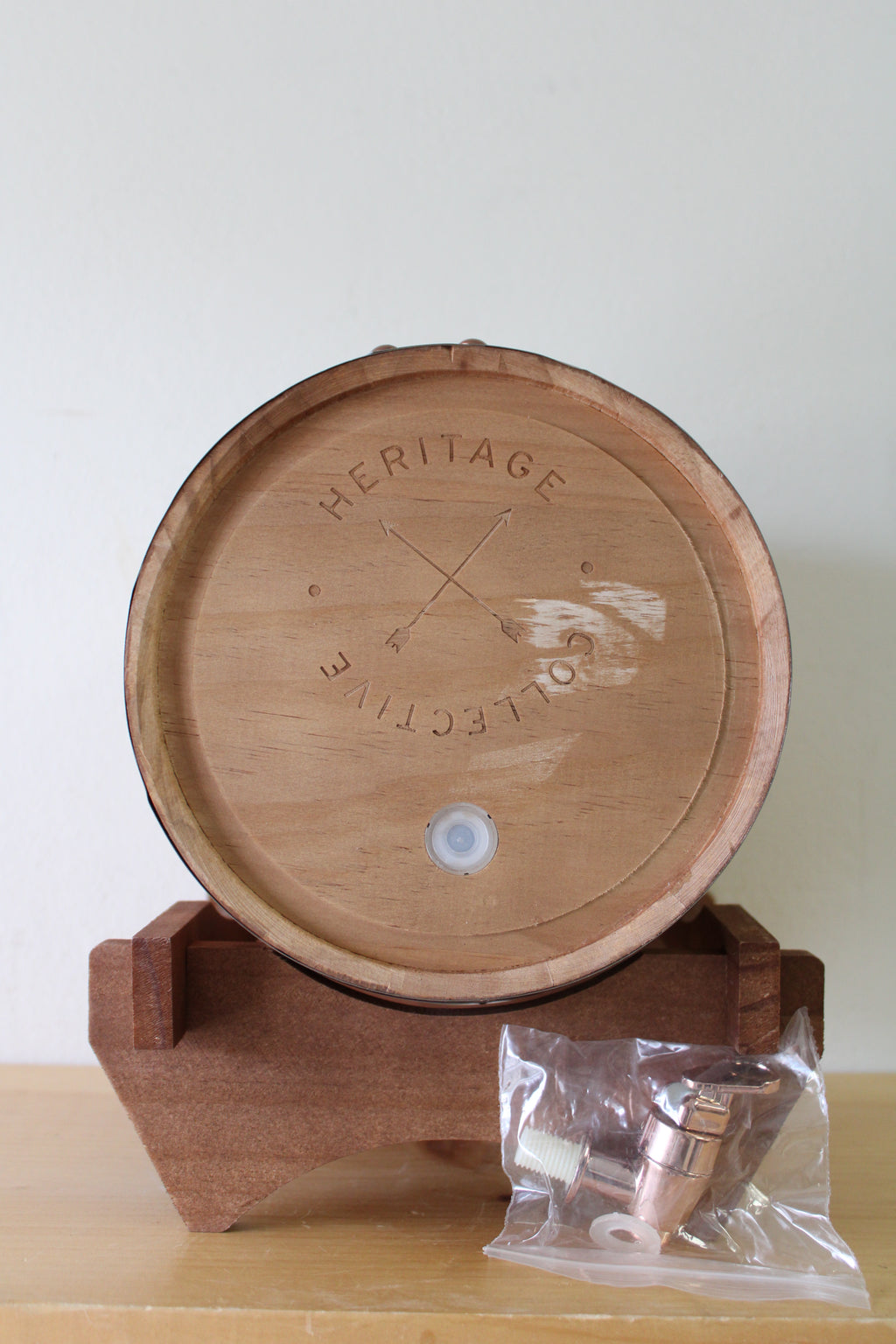 NEW Heritage Collective Wooden Whiskey Barrel Dispenser