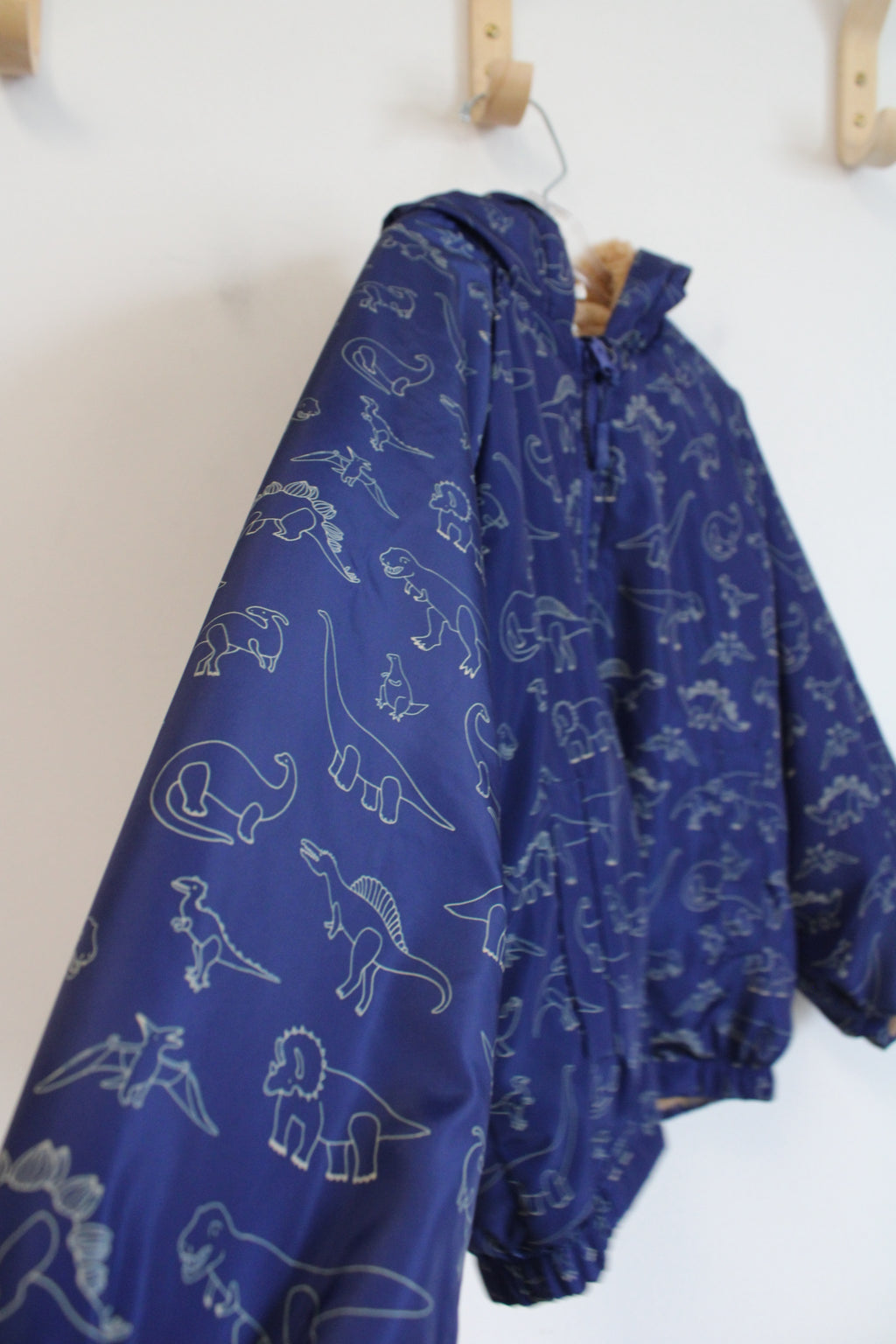 Stars & Rockets Blue Dinosaur Print Fur Lined Jacket | 6