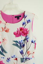 Lands' End Ivory Floral Print Sleeveless Dress | 10