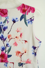 Lands' End Ivory Floral Print Sleeveless Dress | 10