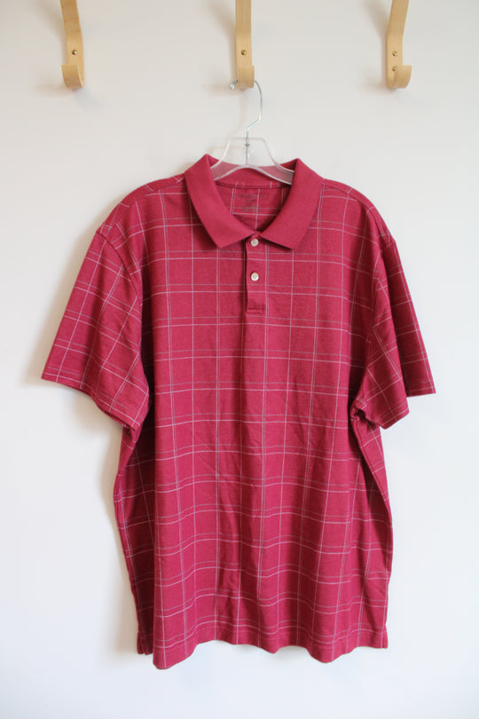 Van Heusen Red Plaid Polo Shirt | XL
