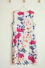 Lands' End Ivory Floral Print Sleeveless Dress | 10