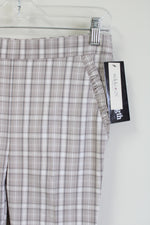 NEW Nikki K Ankle Length Tan Plaid Fitted Chino Pants | S