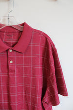 Van Heusen Red Plaid Polo Shirt | XL