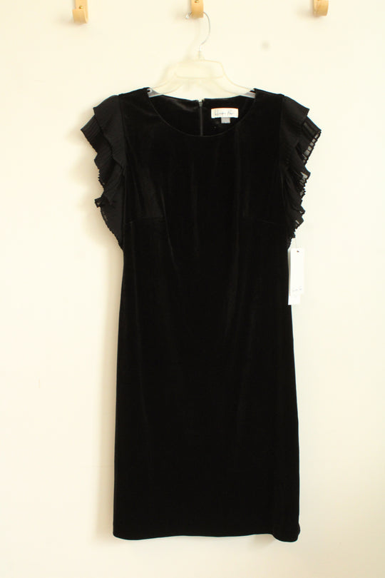 NEW Harper Rose Black Velvet Dress with Ruffle Sleeves | 14