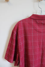 Van Heusen Red Plaid Polo Shirt | XL