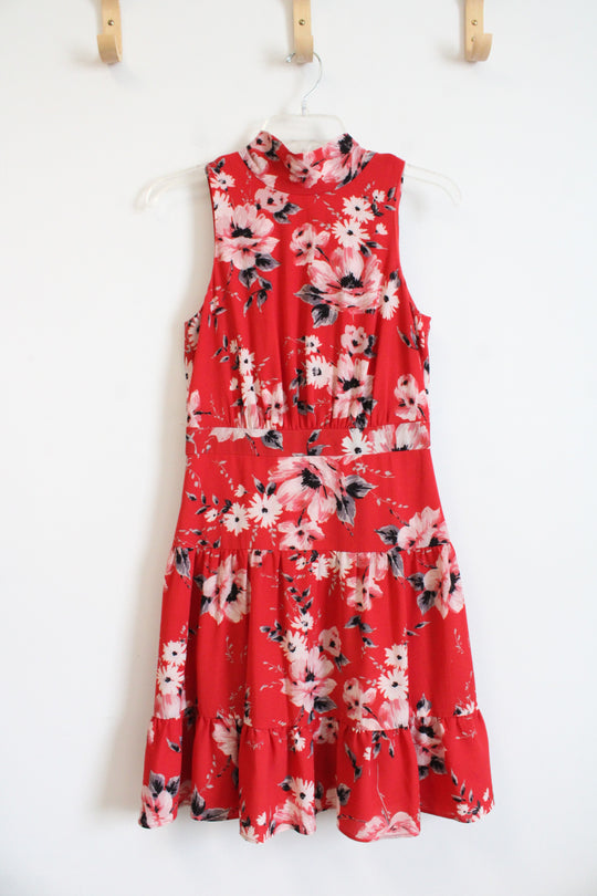 Elle Poppy Red Floral Back Tie Dress | XS