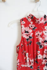 Elle Poppy Red Floral Back Tie Dress | XS