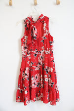 Elle Poppy Red Floral Back Tie Dress | XS