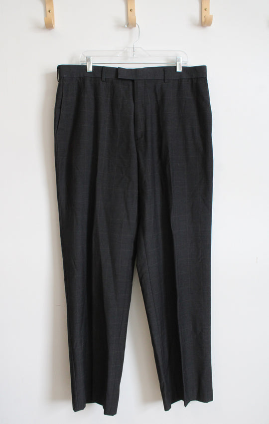 Perry Ellis Portfolio Charcoal Gray Plaid Dress Pants | 38X34