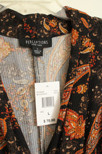 NEW Perceptions NY Brown and Orange Paisley Wrap Dress | L