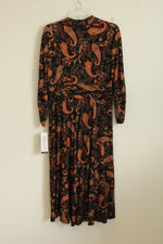 NEW Perceptions NY Brown and Orange Paisley Wrap Dress | L