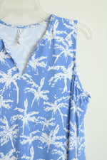 Lulu B Blue and White Palm Tree Sleeveless Dress | L