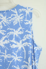 Lulu B Blue and White Palm Tree Sleeveless Dress | L