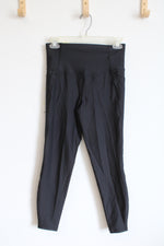 NEW All In Motion 7/8 Length High Rise Pocketed Black Legging | S