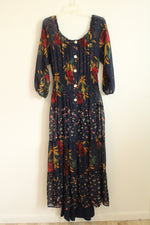 Olive Hill Navy Blue Sheer Floral Layered Dress | L