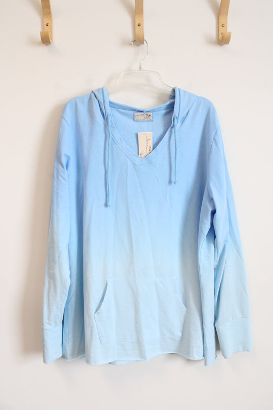 NEW Hanna & Gracie Blue Ombre Lightweight Hoodie | XXL