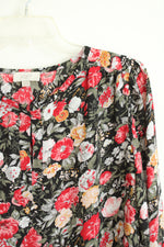 Loft Outlet Black Floral Boho Tunic Blouse | S