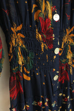 Olive Hill Navy Blue Sheer Floral Layered Dress | L