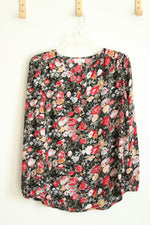 Loft Outlet Black Floral Boho Tunic Blouse | S