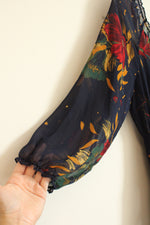 Olive Hill Navy Blue Sheer Floral Layered Dress | L