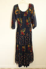 Olive Hill Navy Blue Sheer Floral Layered Dress | L