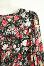 Loft Outlet Black Floral Boho Tunic Blouse | S