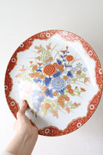 Orange Blue Floral China Serving Plate | 12"