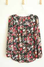 Loft Outlet Black Floral Boho Tunic Blouse | S