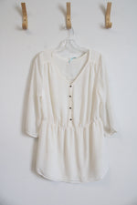 NEW Maurices White Sheer Peplum Top | M