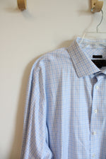 Jos A. Bank Tailored Fit Blue & White Plaid Button Down Shirt | 18.5/35