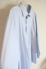 Jos A. Bank Tailored Fit Blue & White Plaid Button Down Shirt | 18.5/35