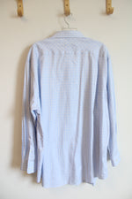 Jos A. Bank Tailored Fit Blue & White Plaid Button Down Shirt | 18.5/35