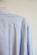 Jos A. Bank Tailored Fit Blue & White Plaid Button Down Shirt | 18.5/35