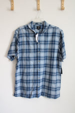 NEW Pacsun Blue Plaid Fleece Button Down Shirt | L