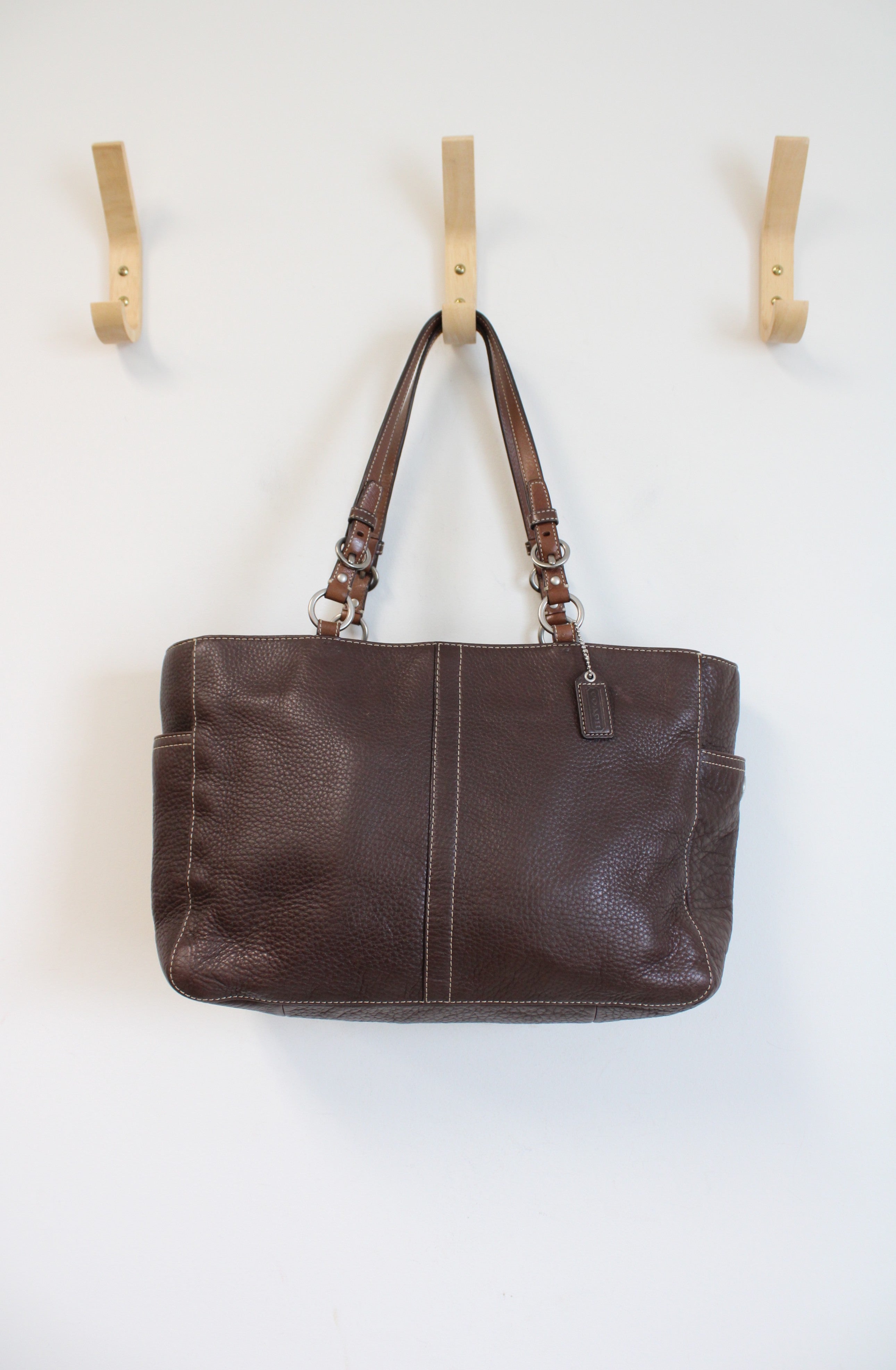 Coach Vintage Chocolate Brown Leather Shoulder Tote F11347 Purse