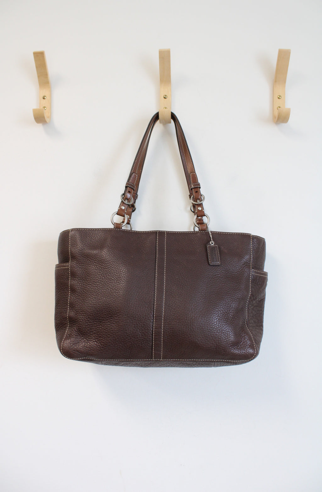 Coach Vintage Chocolate Brown Leather Shoulder Tote F11347 Purse