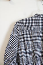 Lands' End Black & White Plaid 1/4 Button Top | 12P
