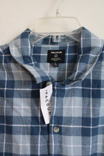 NEW Pacsun Blue Plaid Fleece Button Down Shirt | L