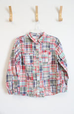 L.L. Bean Pink Blue & Green Plaid Button Down Shirt | M Petite